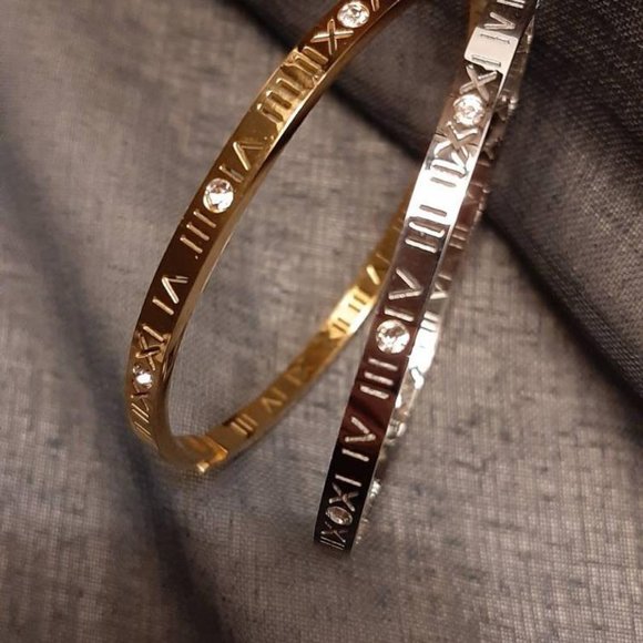 Roman Numeral Bangles Bracelet - Picture 2 of 2